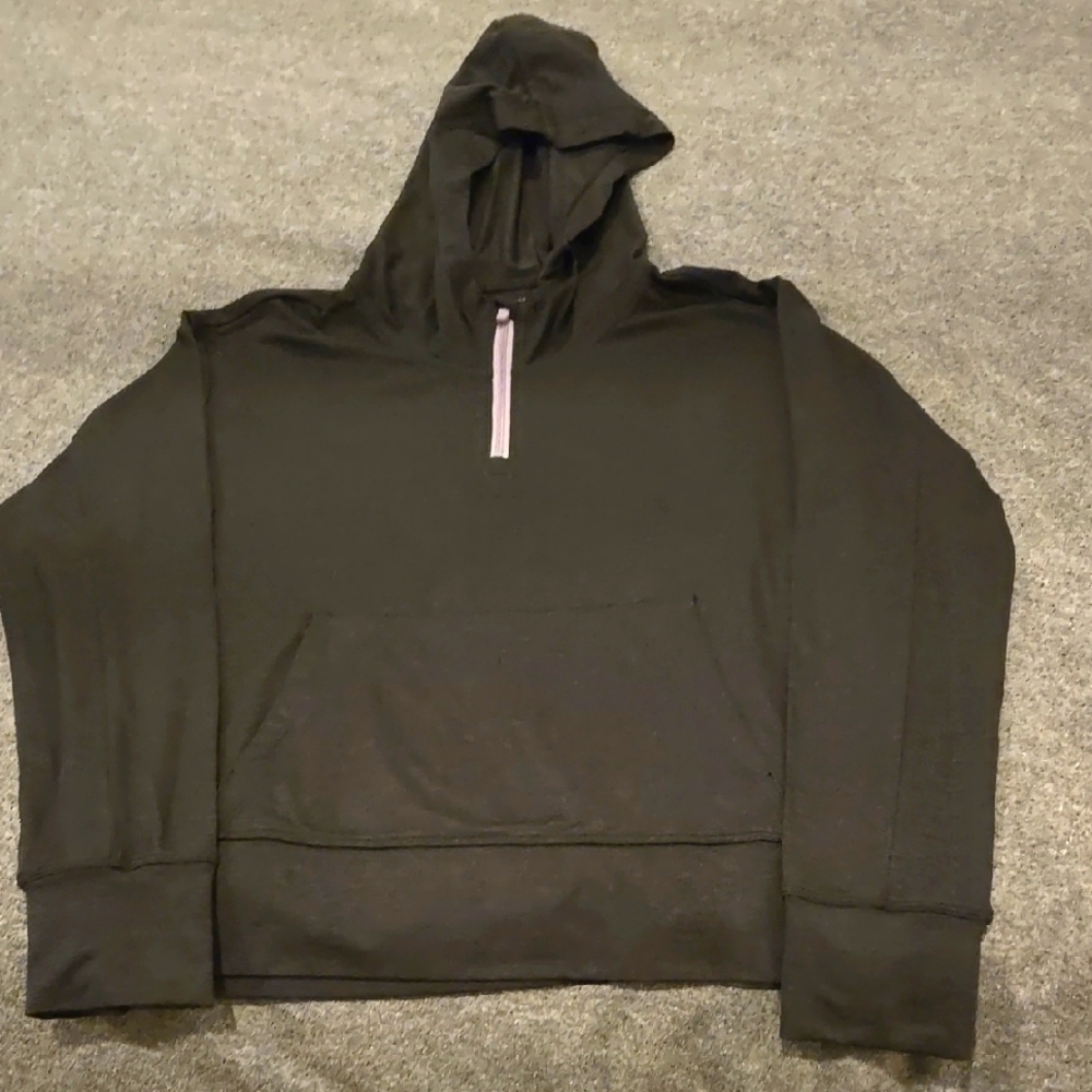 Black Hooded Sweatshirt with Purple Zipper From Athleta Girl